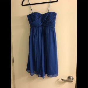 Blue silk J. Crew strapless dress